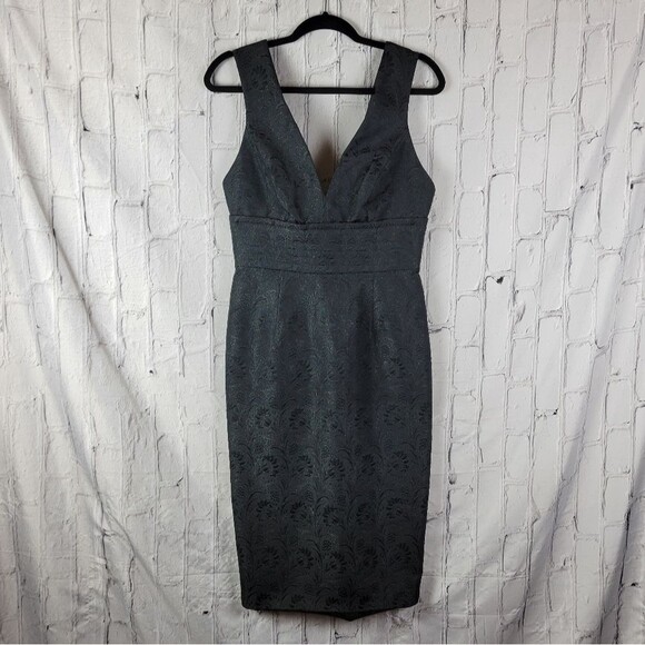 🌏 Charles Chang-Lima solid black printed sleeveless short wool silk blend dress - Picture 2 of 11